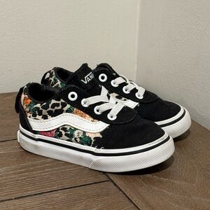 Vans Ward Leopard Floral Fall Baby Toddler Girls Sneakers Shoes Black US size 5